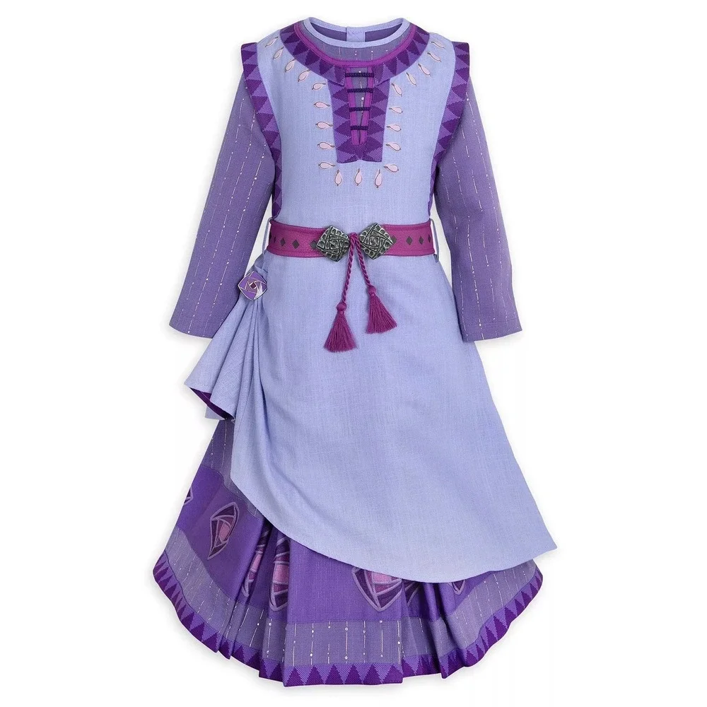 Disney Store Official Wish Asha Costume Dress Purple Belted Halloween Girls 7/8